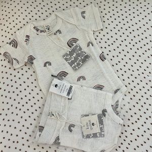 Kate Quinn Rainbow Pointelle Lap Neck Onesie and bloomer